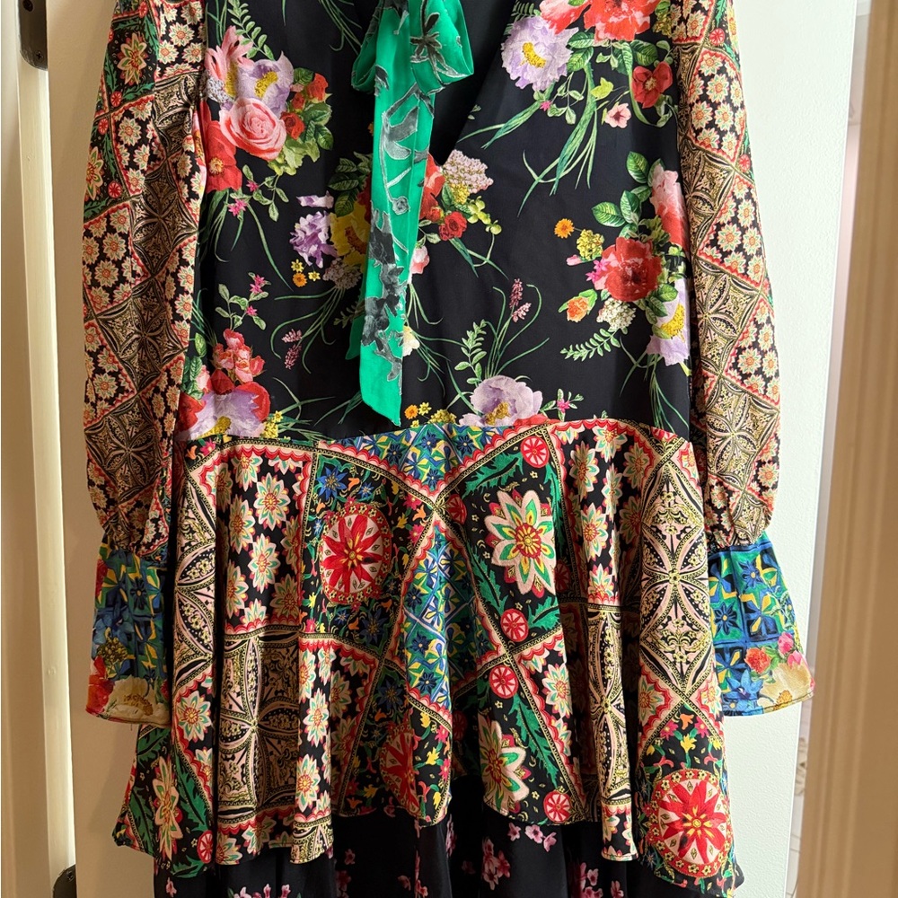 Alice and Olivia Floral and Geometric Patterned Dress